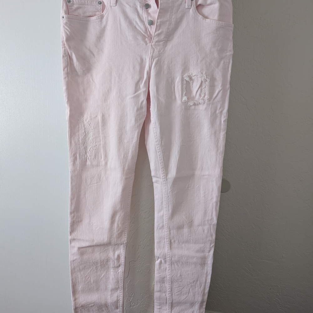 Five Four Pastel Pink Skinny Jeans with Distressed Knees